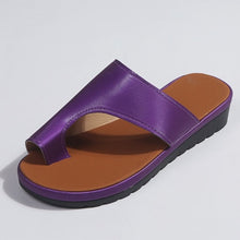 Load image into Gallery viewer, Women PU Leather Shoes Comfy Platform Flat Sole Ladies Casual Soft Big Toe Foot Correction Sandal Orthopedic Bunion Corrector